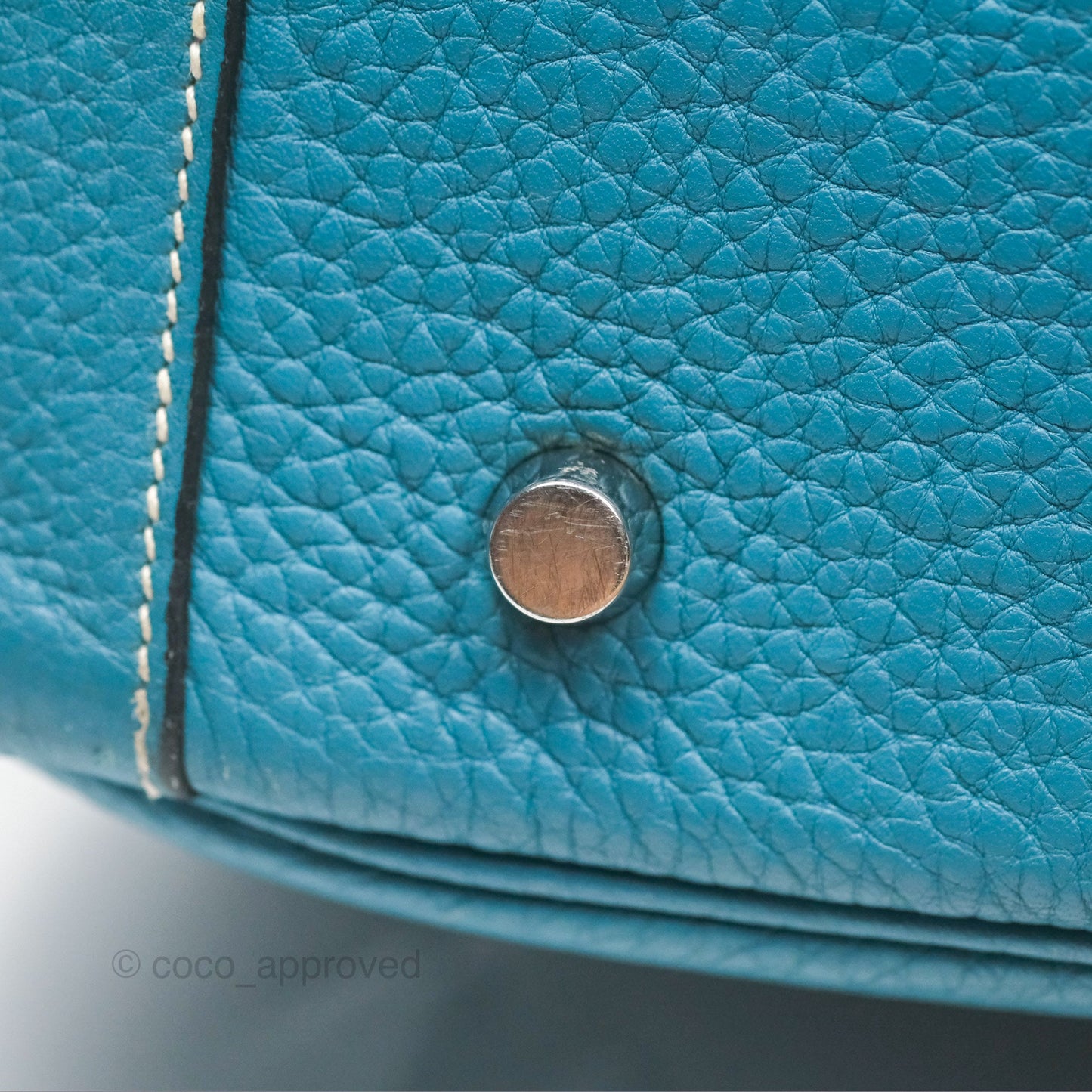 Hermès Lindy 34 Blue Jean Clemence Palladium Hardware