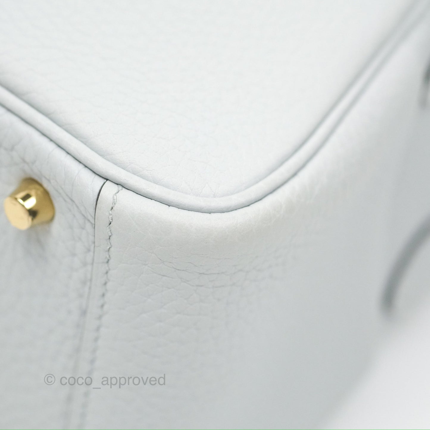 Hermès Mini Lindy 20 Bleu Pale Clemence Gold Hardware