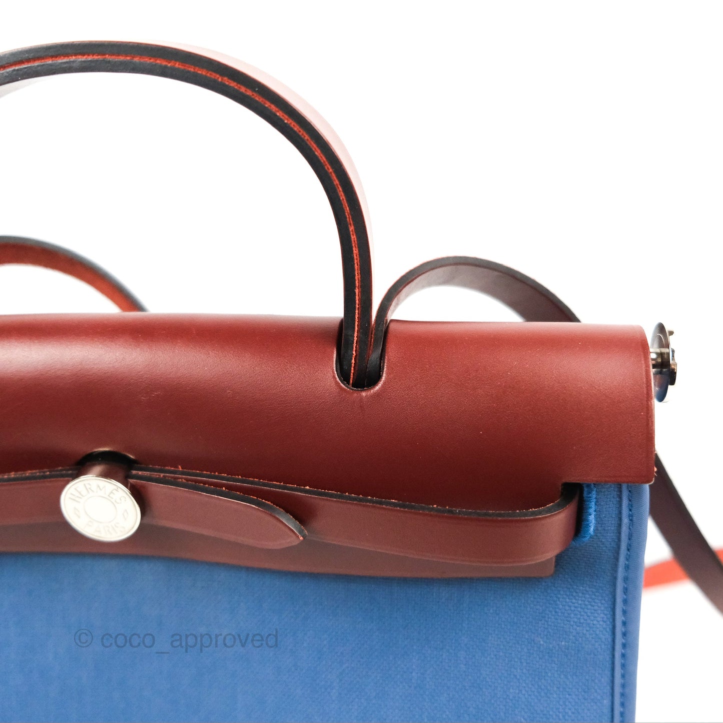 Hermès Herbag Zip 31 Rouge H/Bleu Agate Canvas Palladium Hardware