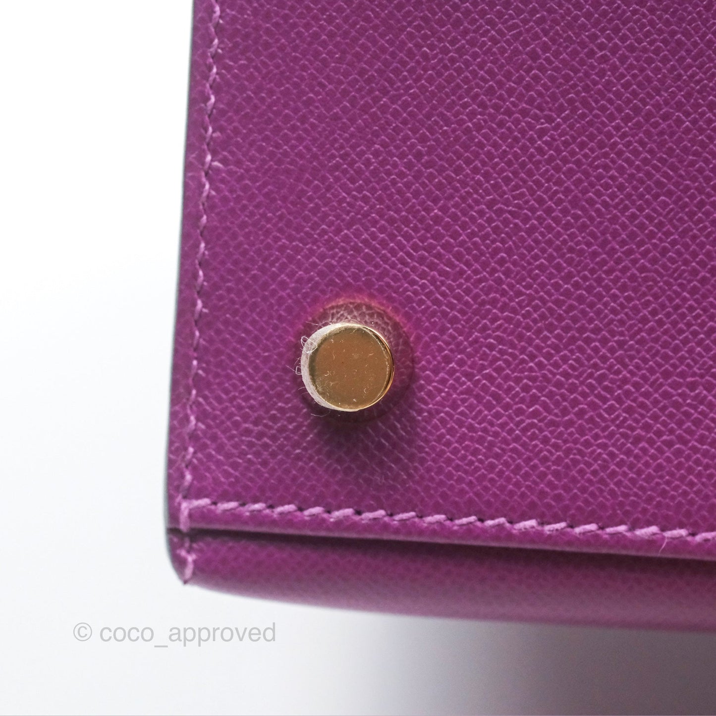 Hermès Kelly 25 Sellier Touch Anemone/ Amethyste Madame/ Croc Gold Hardware
