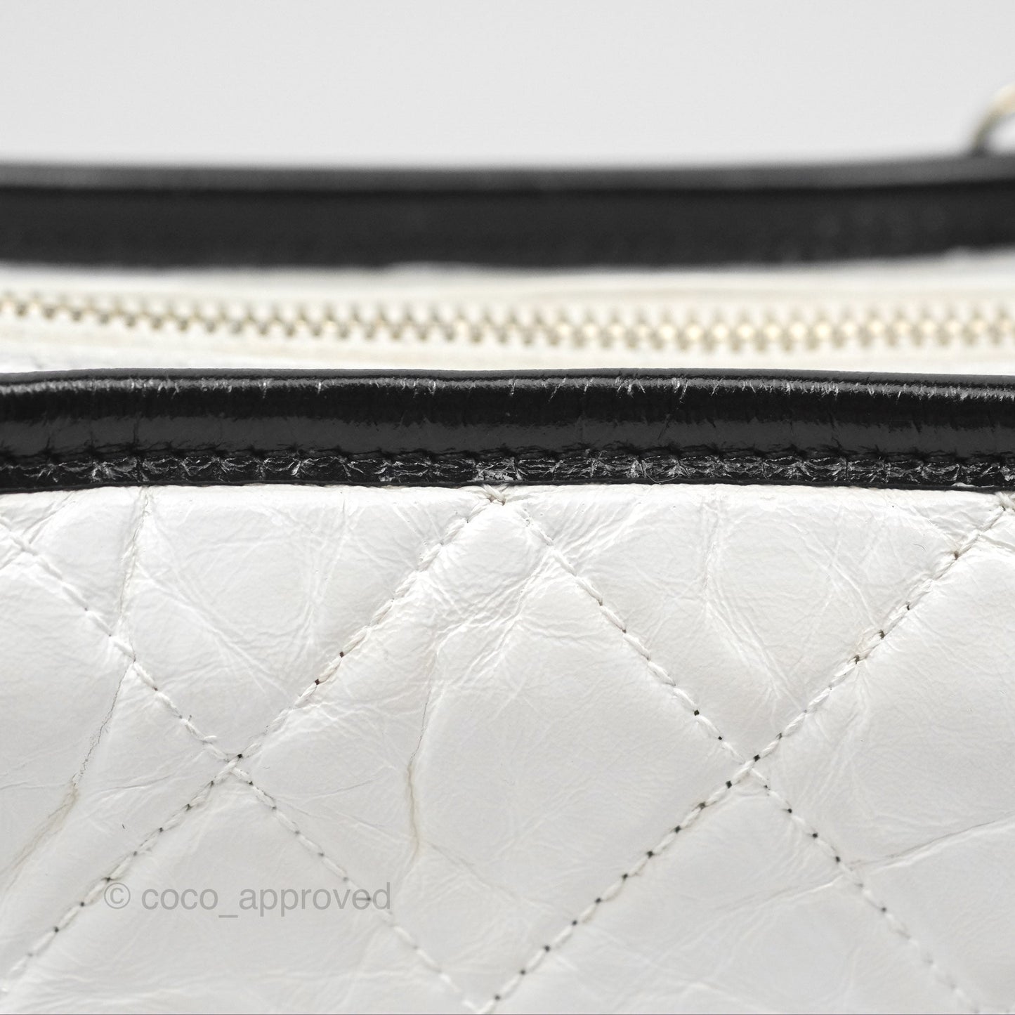 Chanel Small Gabrielle Hobo Quilted Black White Aged Calfskin