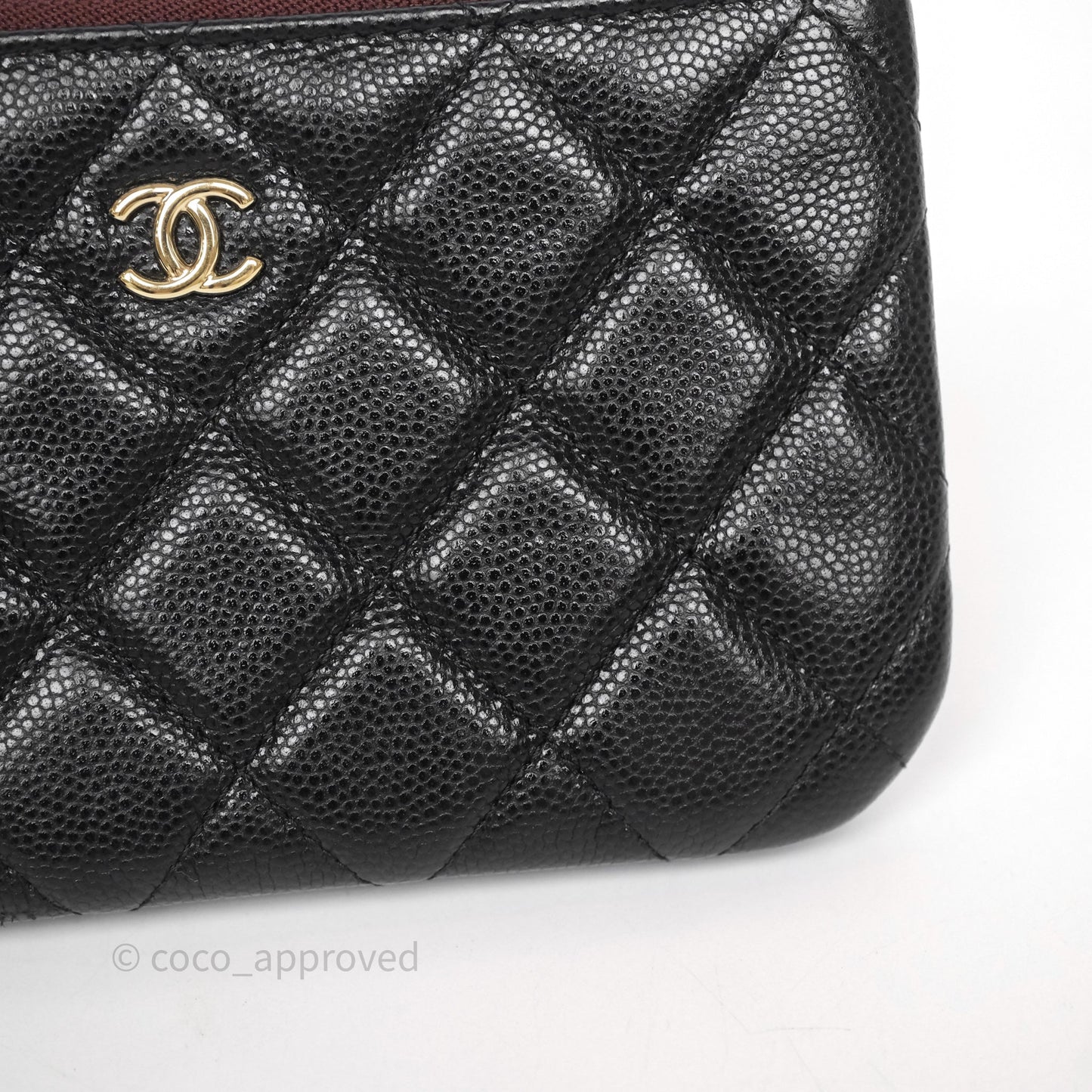 Chanel Quilted Mini O case Black Caviar Gold Hardware