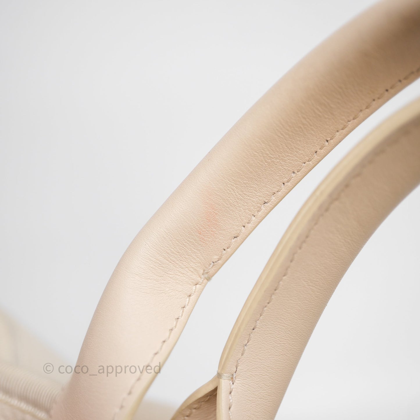 Chanel New Small Deauville Cream Ivory Canvas Light Gold Hardware