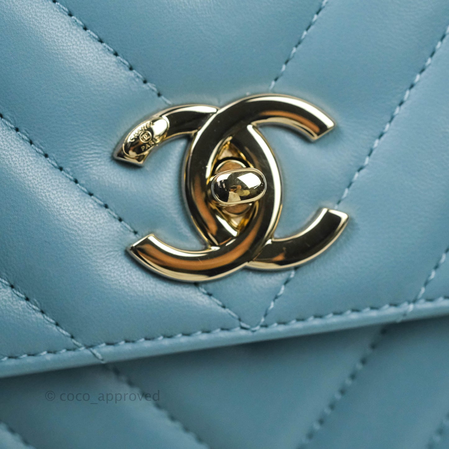 Chanel Trendy CC Chevron Small Blue Lambskin Gold Hardware