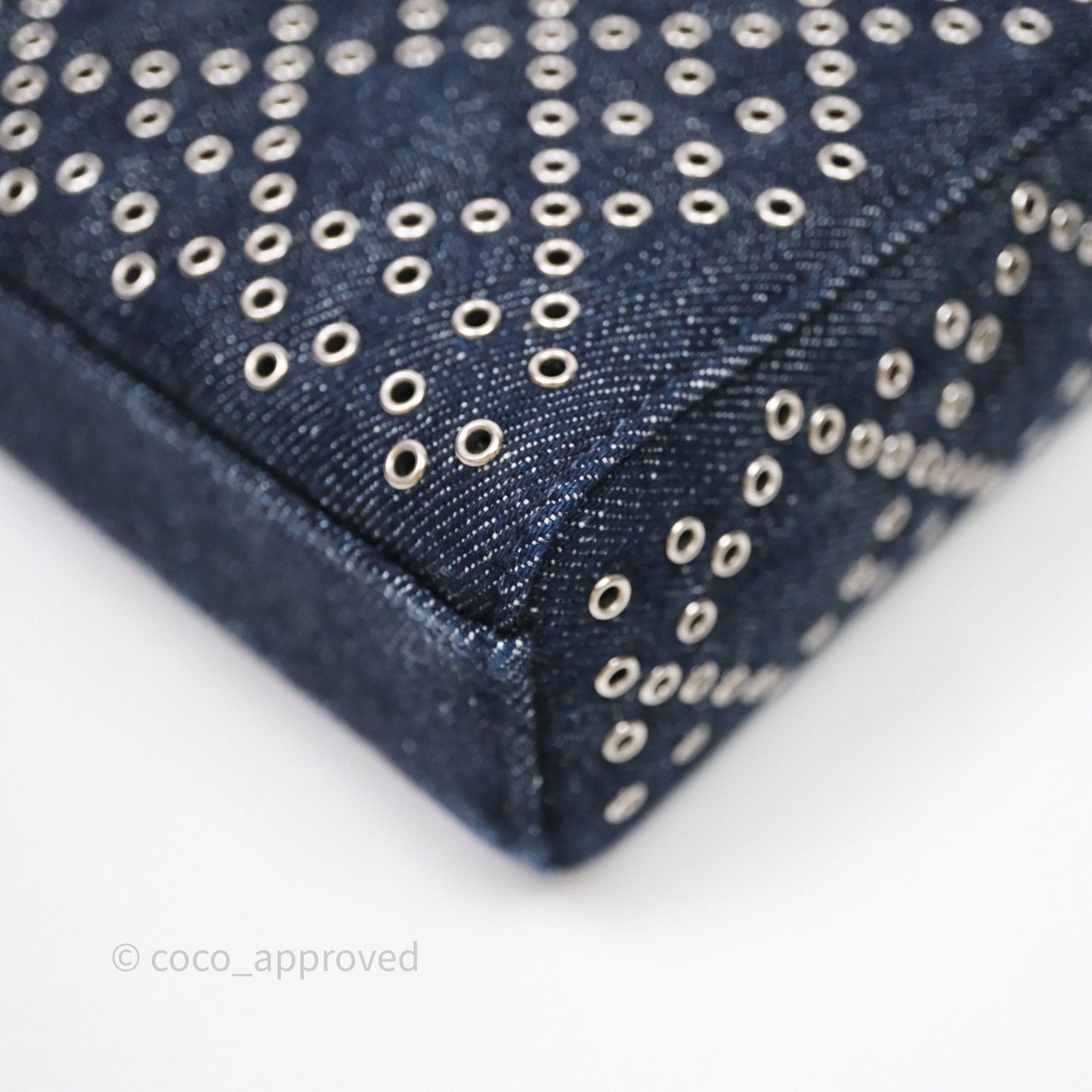 Christian Dior Medium Lady D-Joy Denim Eyelet Silver Hardware