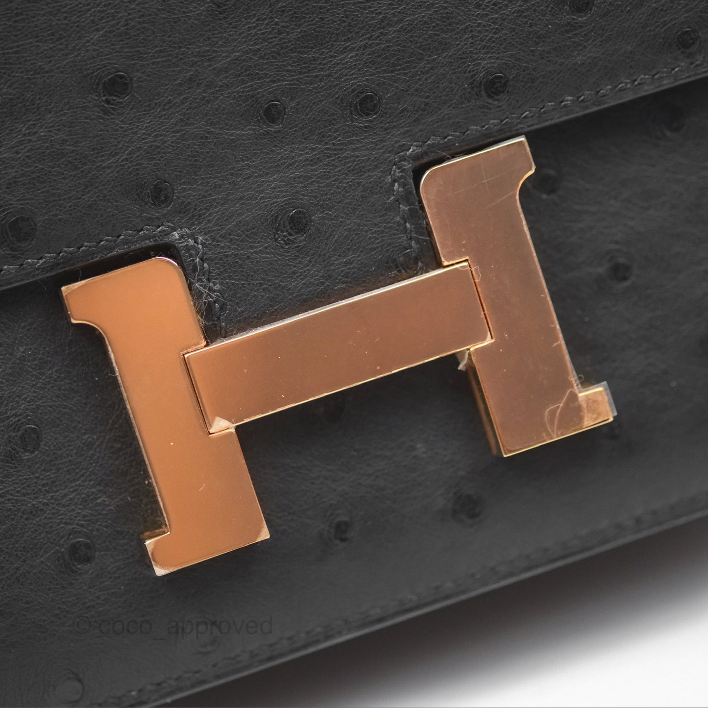 Hermès Constance Mini 18cm Noir 89 Ostrich Rose Gold Hardware
