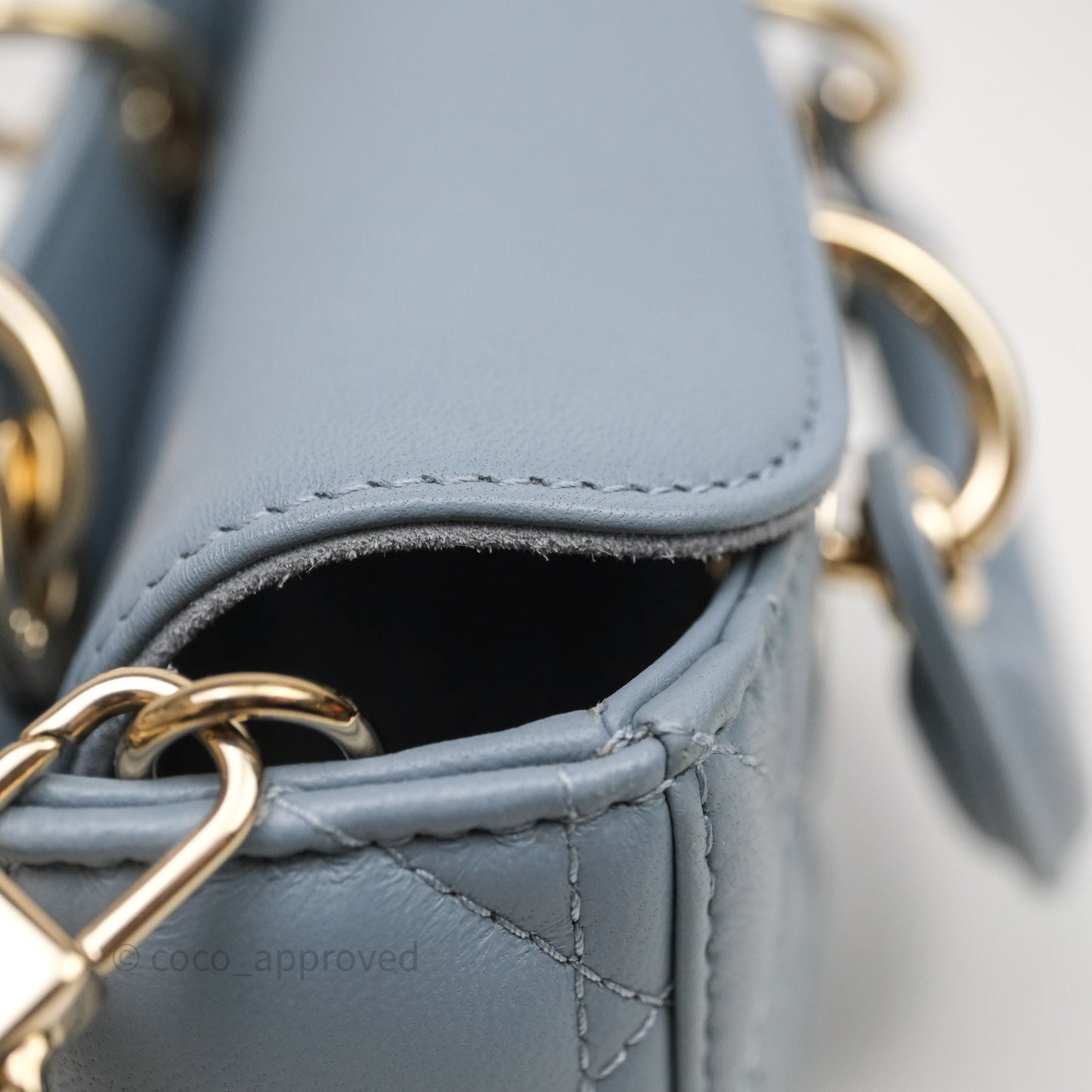 Christian Dior Micro Lady D-Joy Bag Blue Cannage Lambskin Light Gold Hardware