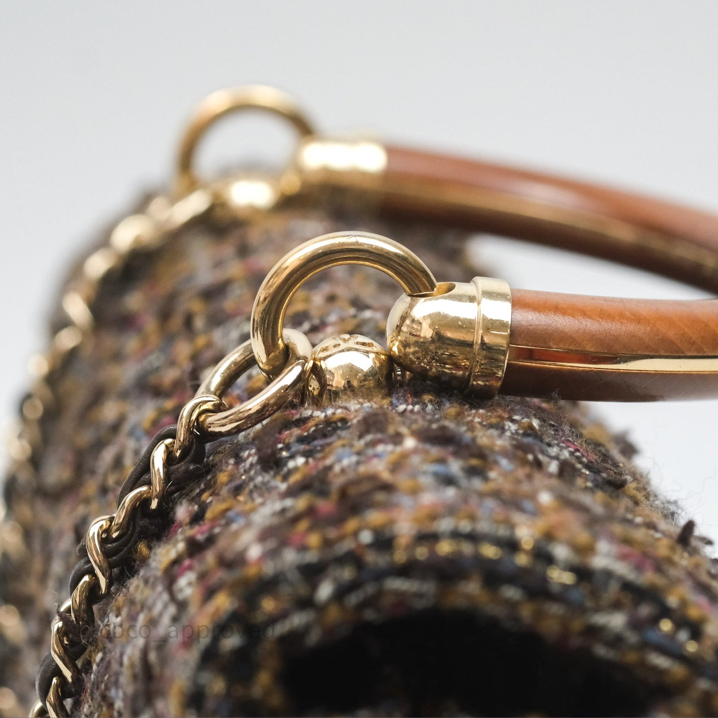 Chanel Top Handle Flap Bag Tweed Gold Hardware