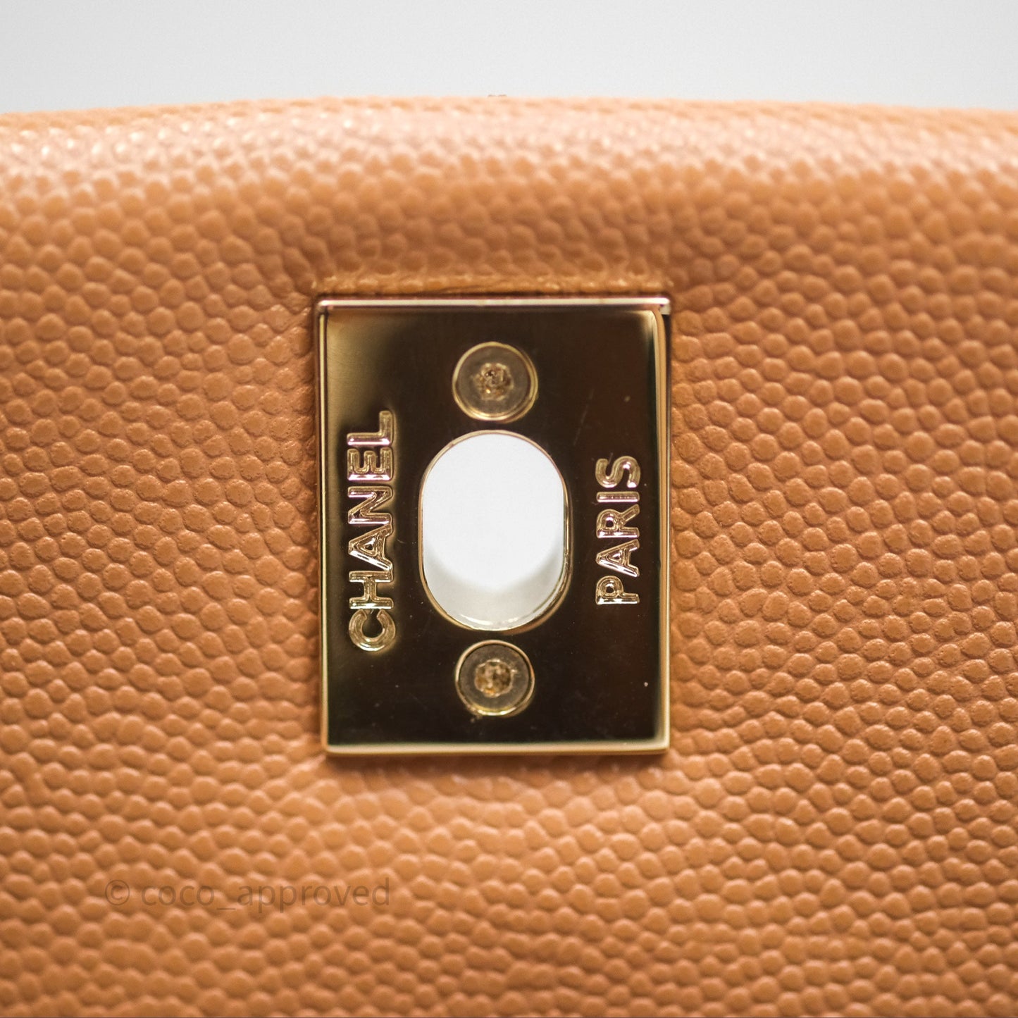 Chanel Small Coco Handle Dark Beige Caramel Caviar Gold Hardware