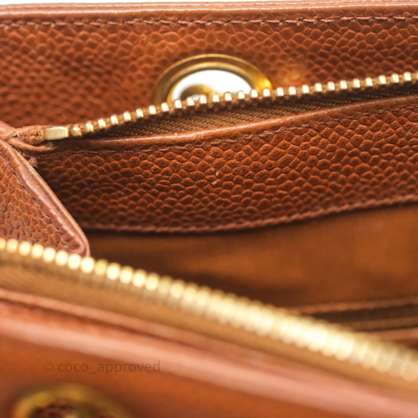 Chanel Vintage Tote Caramel Caviar 24K Gold Hardware