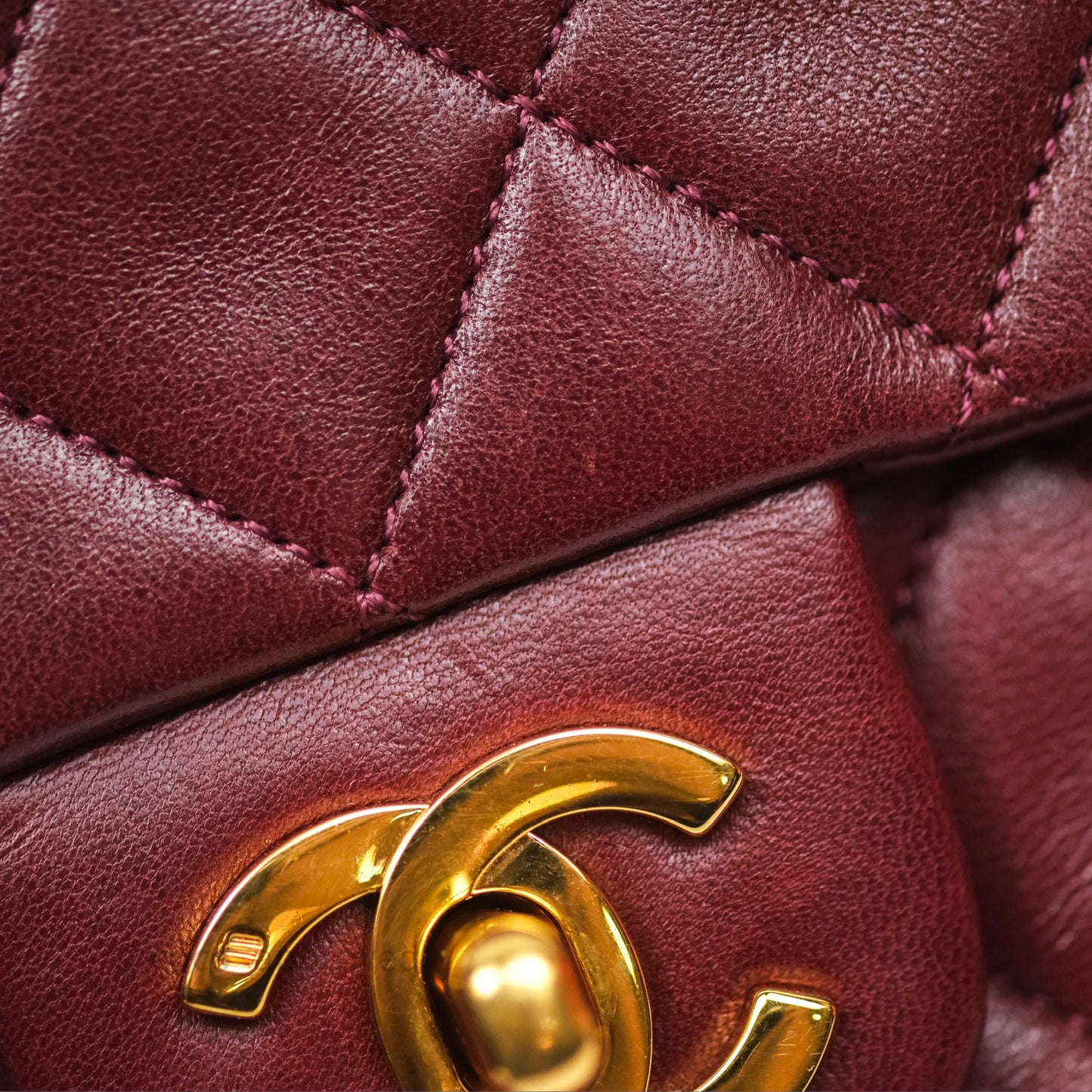 Chanel Vintage Mini Square Burgundy Lambskin 24K Gold Hardware