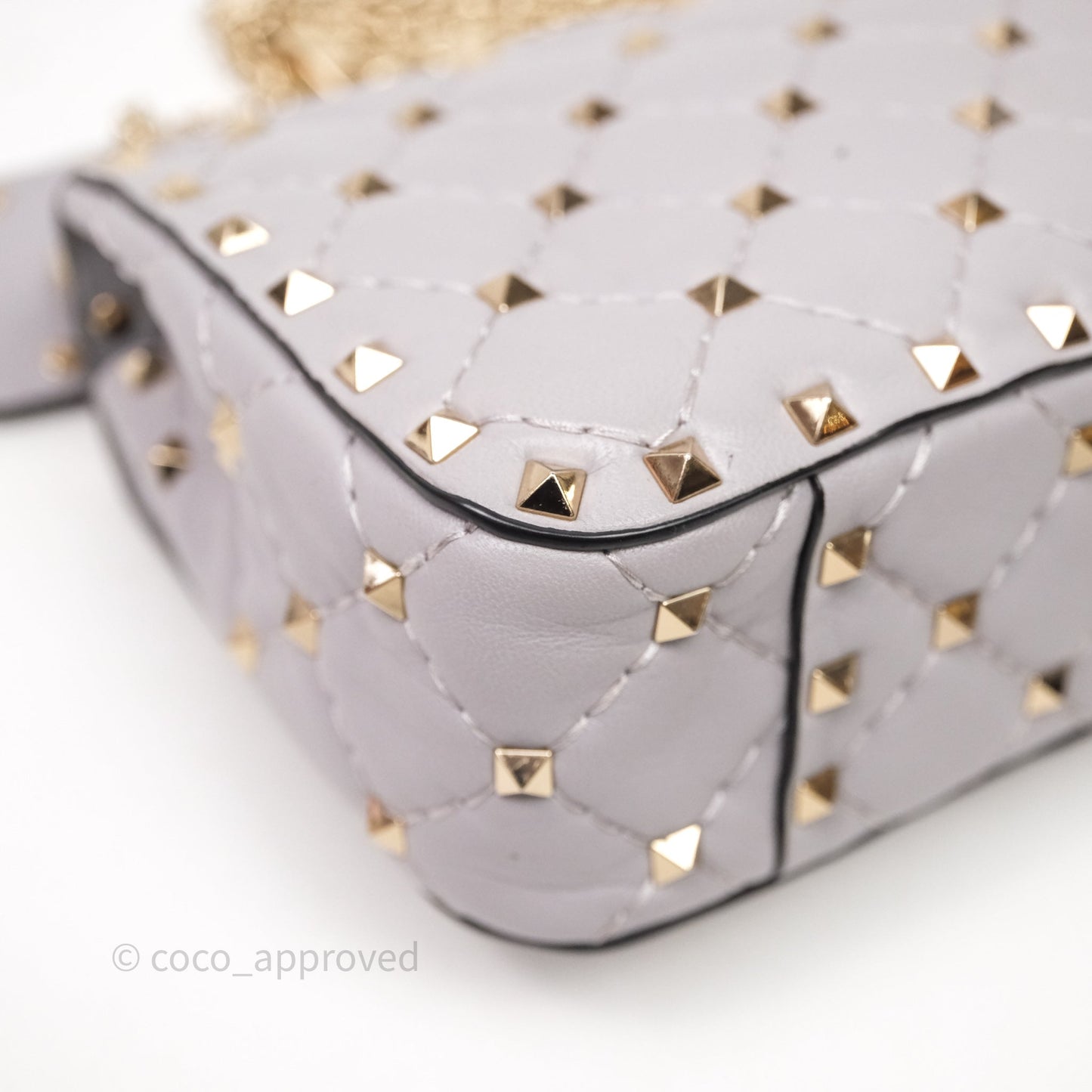 Valentino Small Nappa Rockstud Spike Bag Grey Gold Hardware