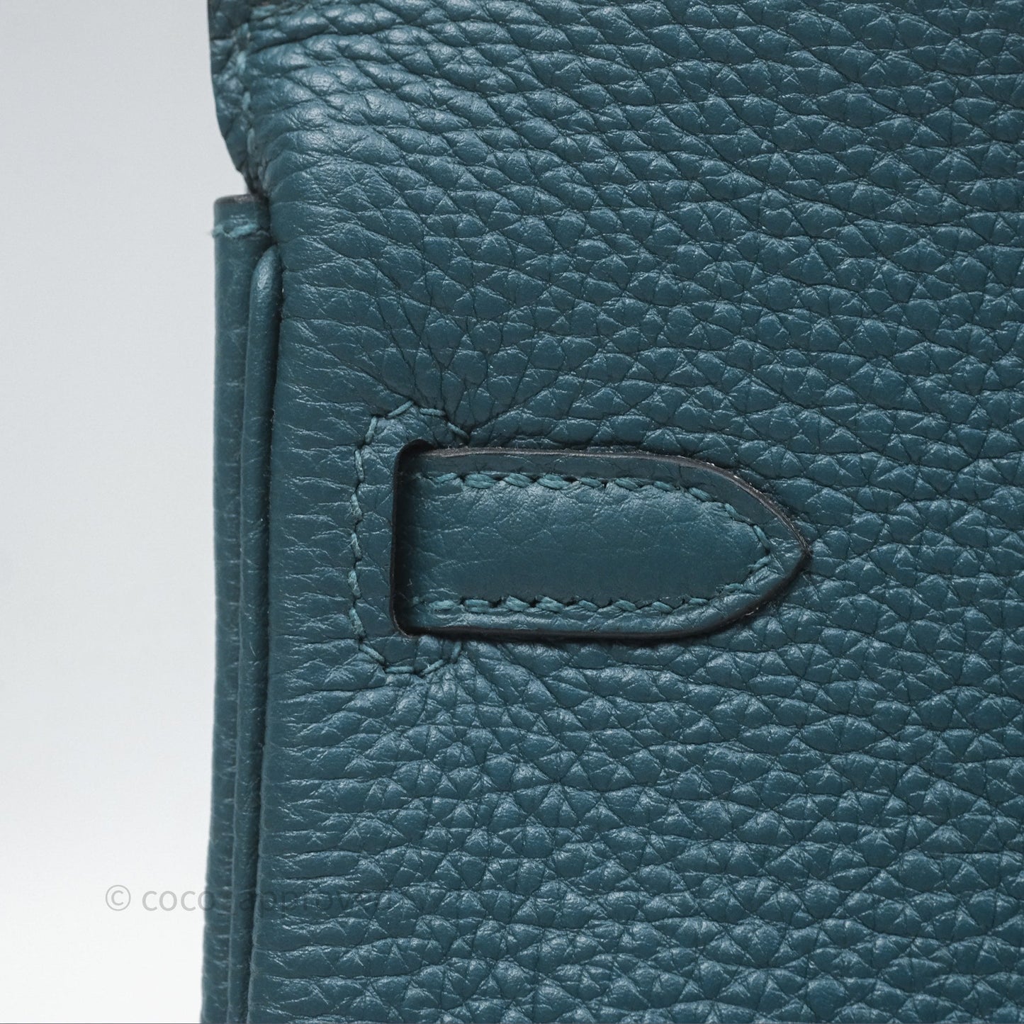 Hermès Birkin 25 Retourne Vert Bosphore W0 / Bleu Océan Z7 Togo Palladium Hardware