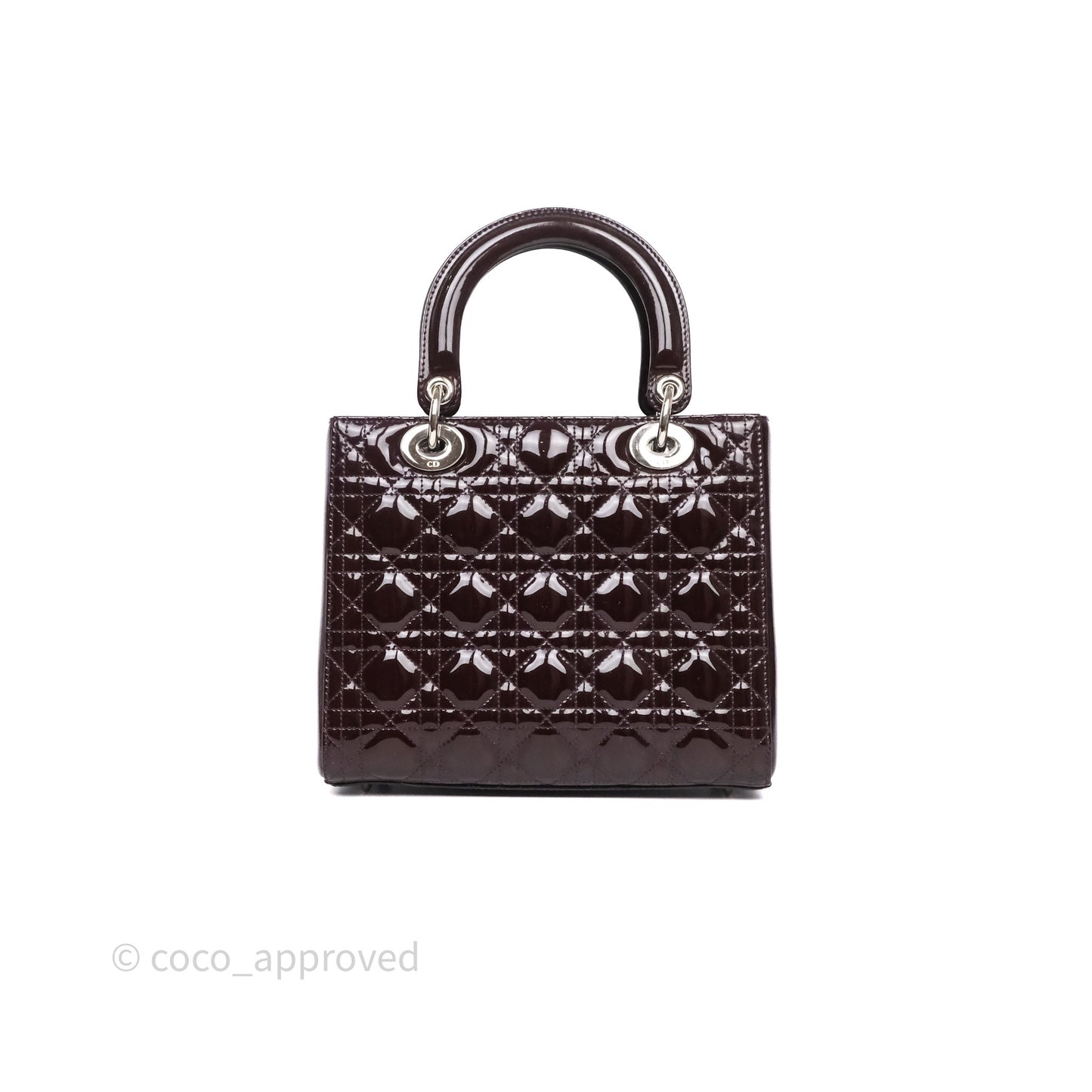 Christian Dior Medium Lady Dior Burgundy Patent Silver Hardware