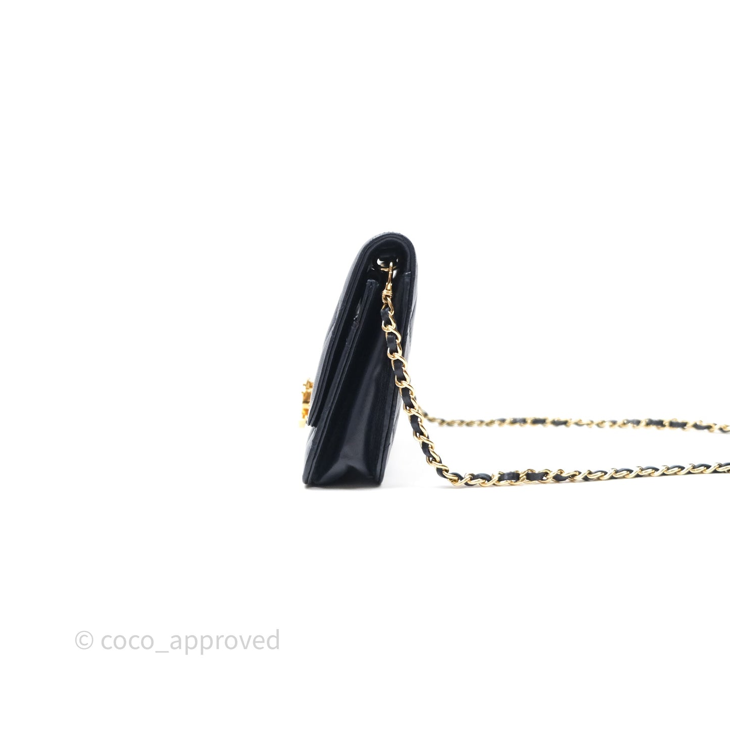 Chanel Golden Class Wallet on Chain WOC Navy Lambskin Gold Hardware