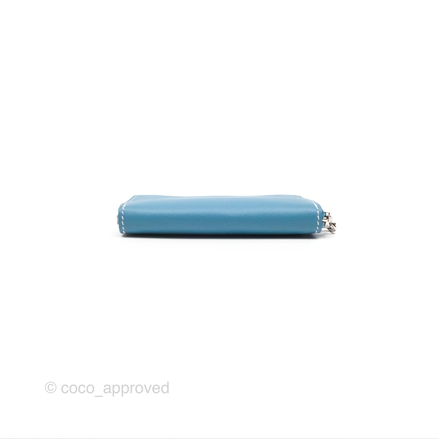 Hermès Zipengo Chaine d'Ancre Compact Card Holder Blue Jean 75 Evercolor Palladium Hardware