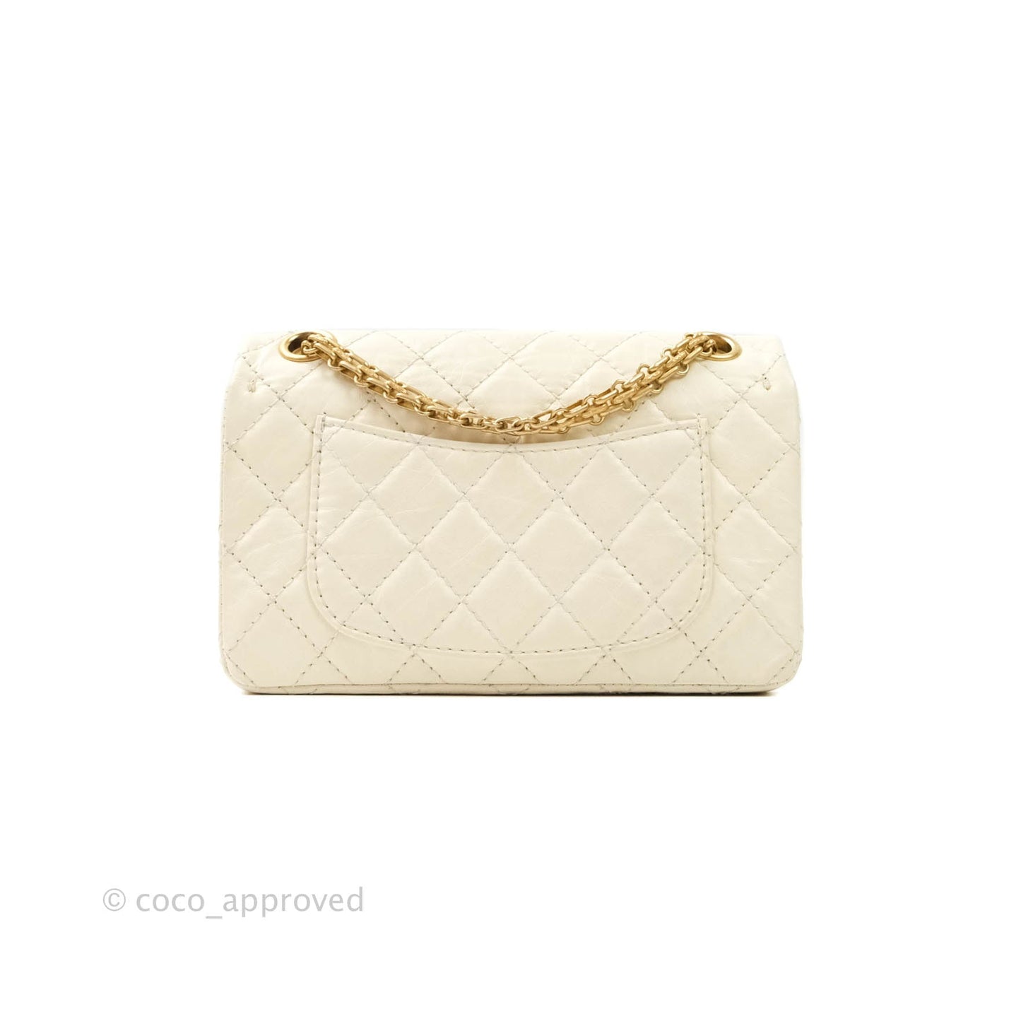 Chanel Mini Reissue 224 White Aged Calfskin Aged Gold Hardware