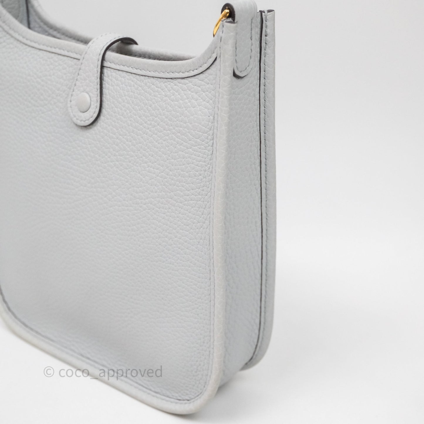 Hermès Mini Evelyne 16 Bleu Pale 08 Clemence Gold Hardware