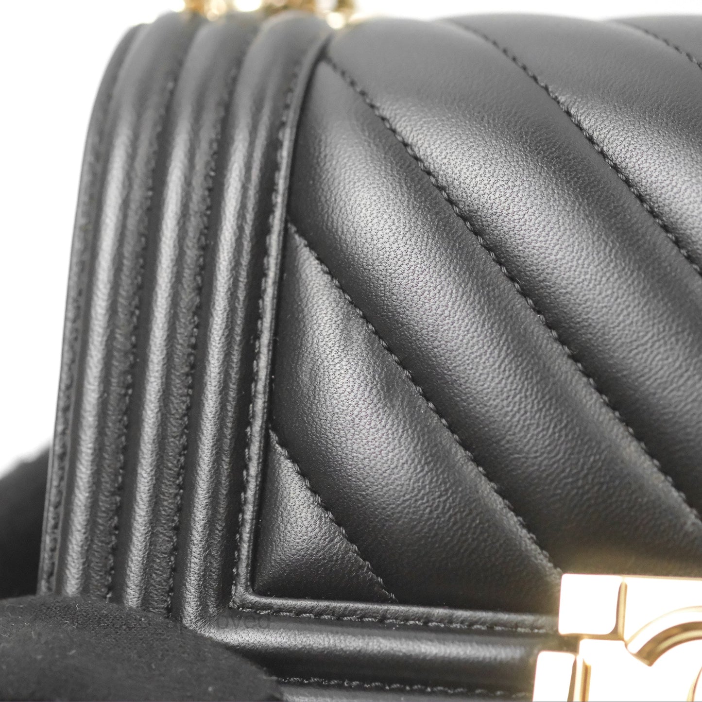 Chanel Small Boy Chevron Black Lambskin Gold Hardware
