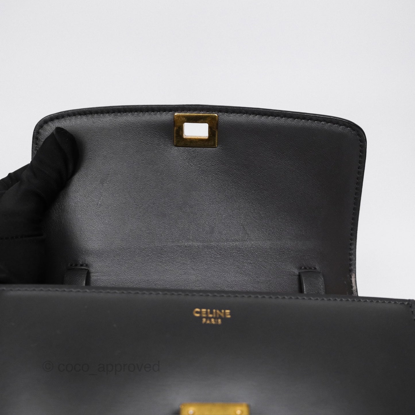 Celine Teen Classic Box Flap Dark Grey Box Calfskin