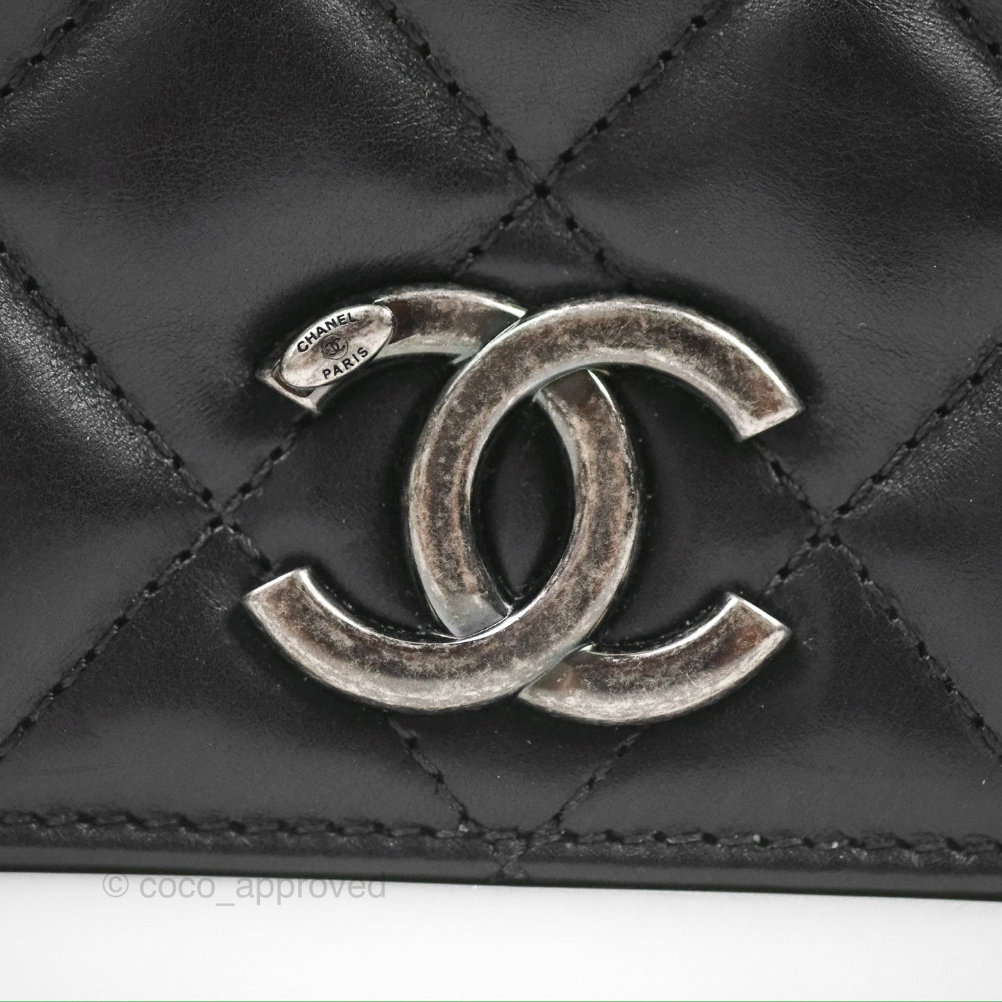 Chanel Quilted Ballerine Flap Light Beige Black Calfskin Ruthenium Hardware