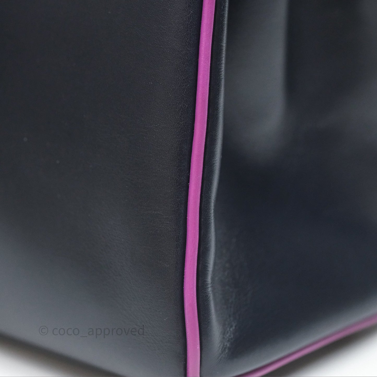 Hermès Vintage Kelly 32 Retourn Navy/Purple Box Leather Palladium Hardware