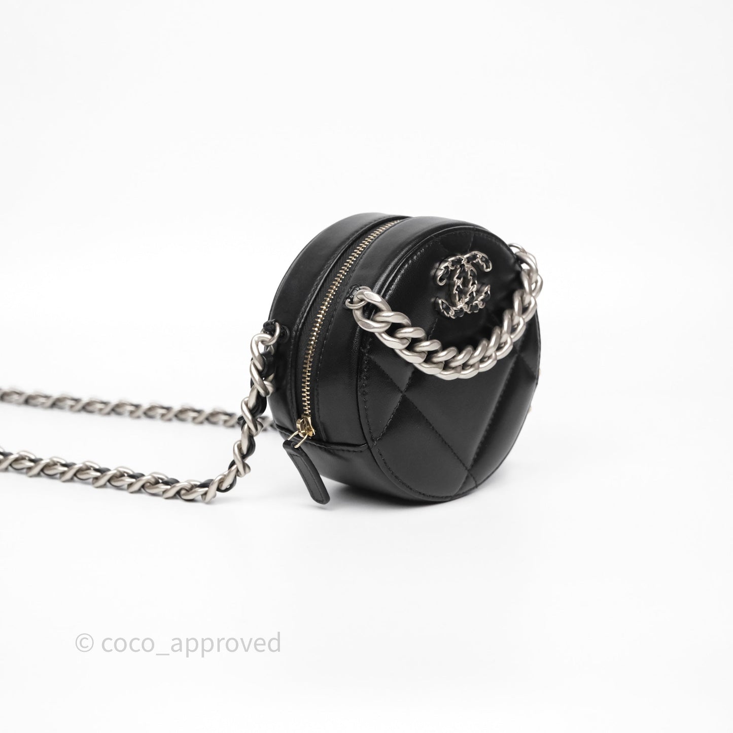 Chanel 19 Round Clutch With Chain Black Mixed Hardware