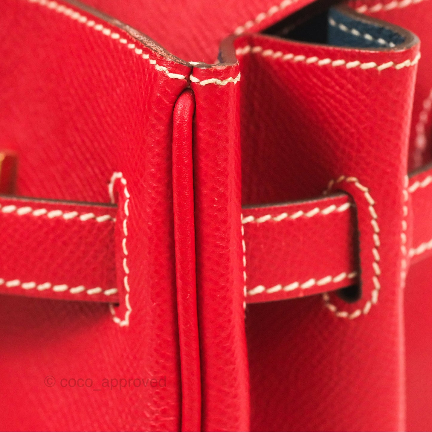 Hermès Candy Birkin 30 Rouge Casque/Blue Thalassa Epsom Permabrass Hardware