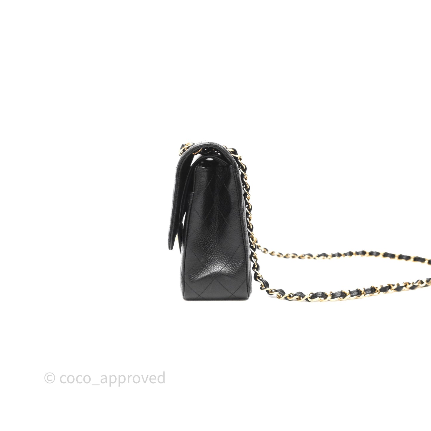 Chanel Quilted Classic M/L Medium Flap Black Caviar Gold Hardware