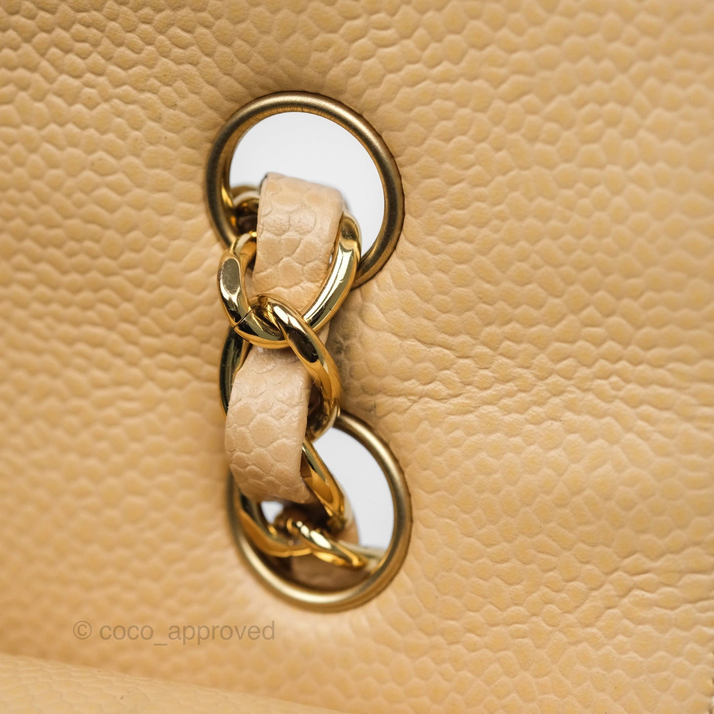 Chanel M/L Medium Classic Flap Quilted Beige Caviar Gold Hardware
