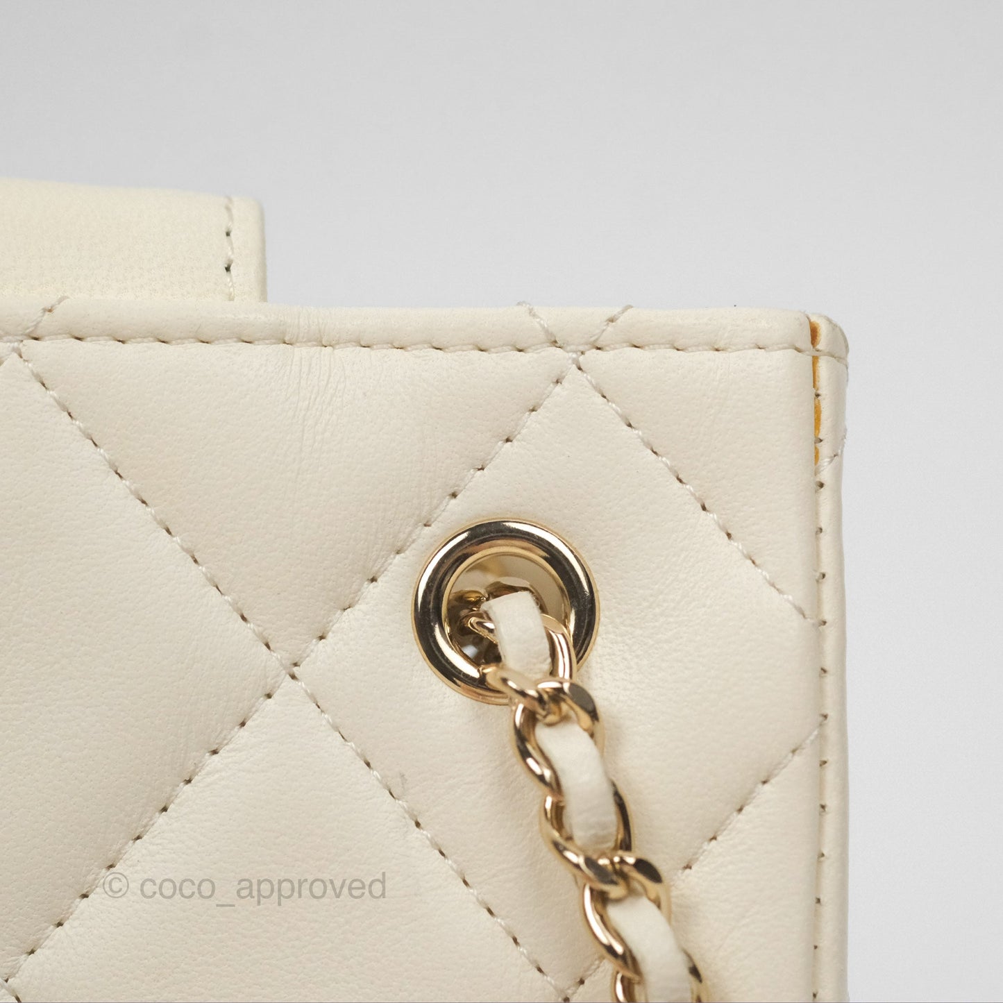Chanel Mini Square Clutch with Chain Ivory Lambskin Gold Hardware 22C