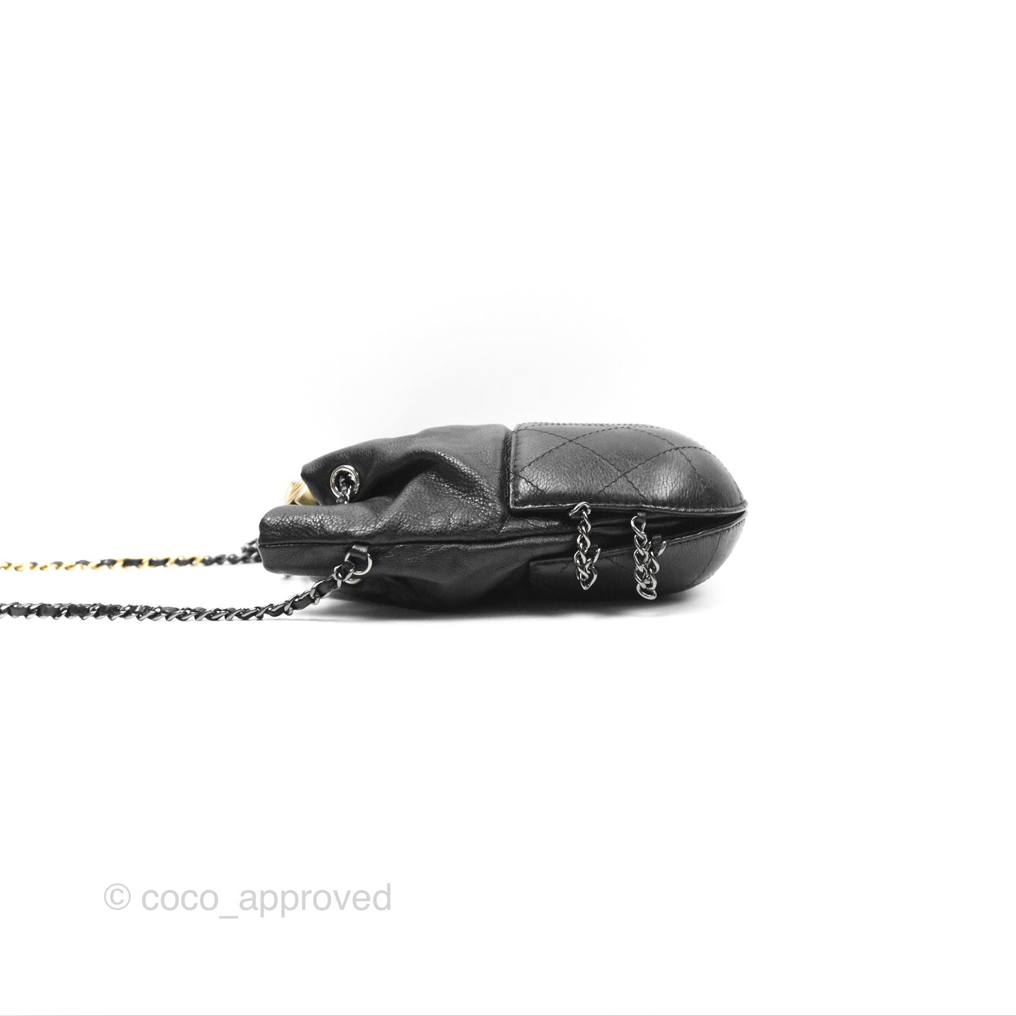 Chanel Small Gabrielle Drawstring Bucket Bag Black Aged Calfskin