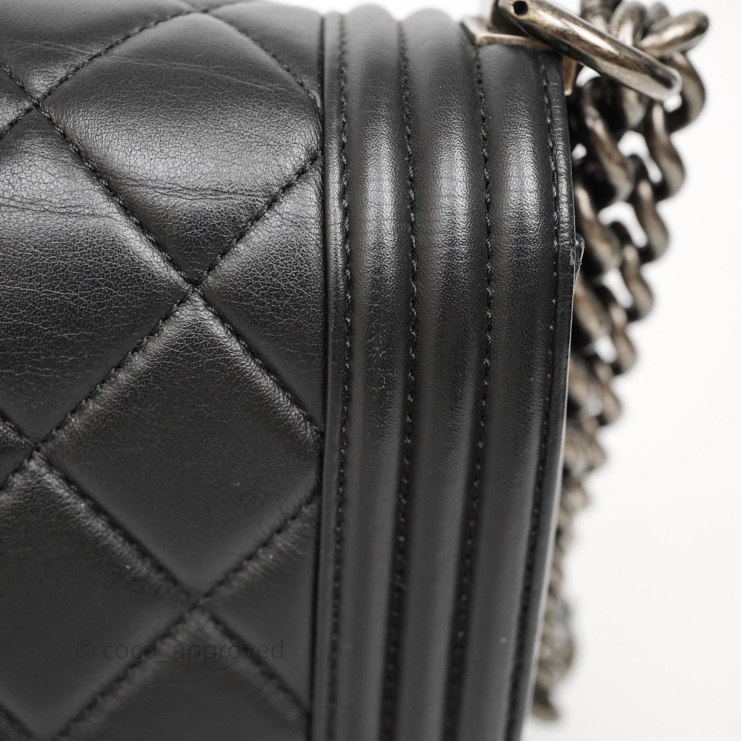 Chanel Quilted Medium Boy Black Lambskin Ruthenium Hardware