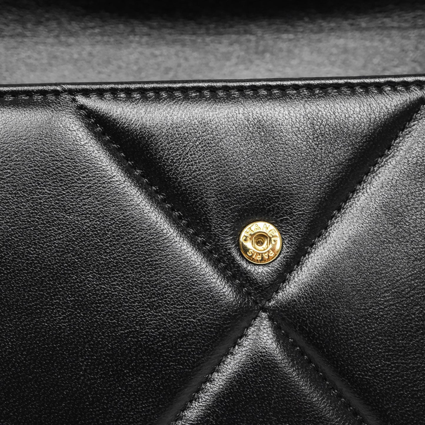 Chanel Quilted 19 Flap Long Wallet Black Lambskin Aged Gold Hardware