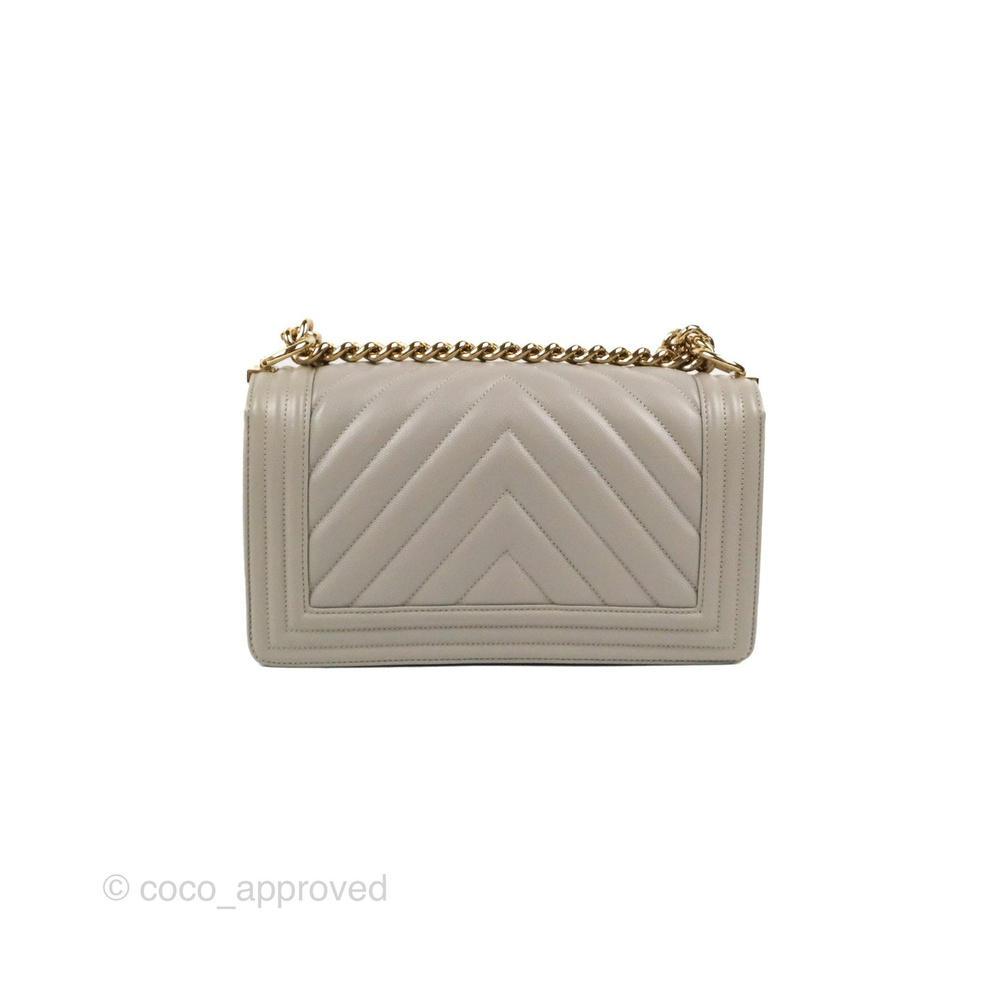 Chanel Medium Boy Chevron Grey Caviar Gold Hardware