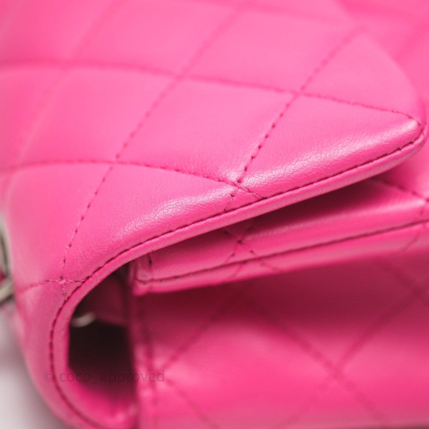 Chanel Mini Rectangular Quilted Dark Pink Lambskin Silver Hardware