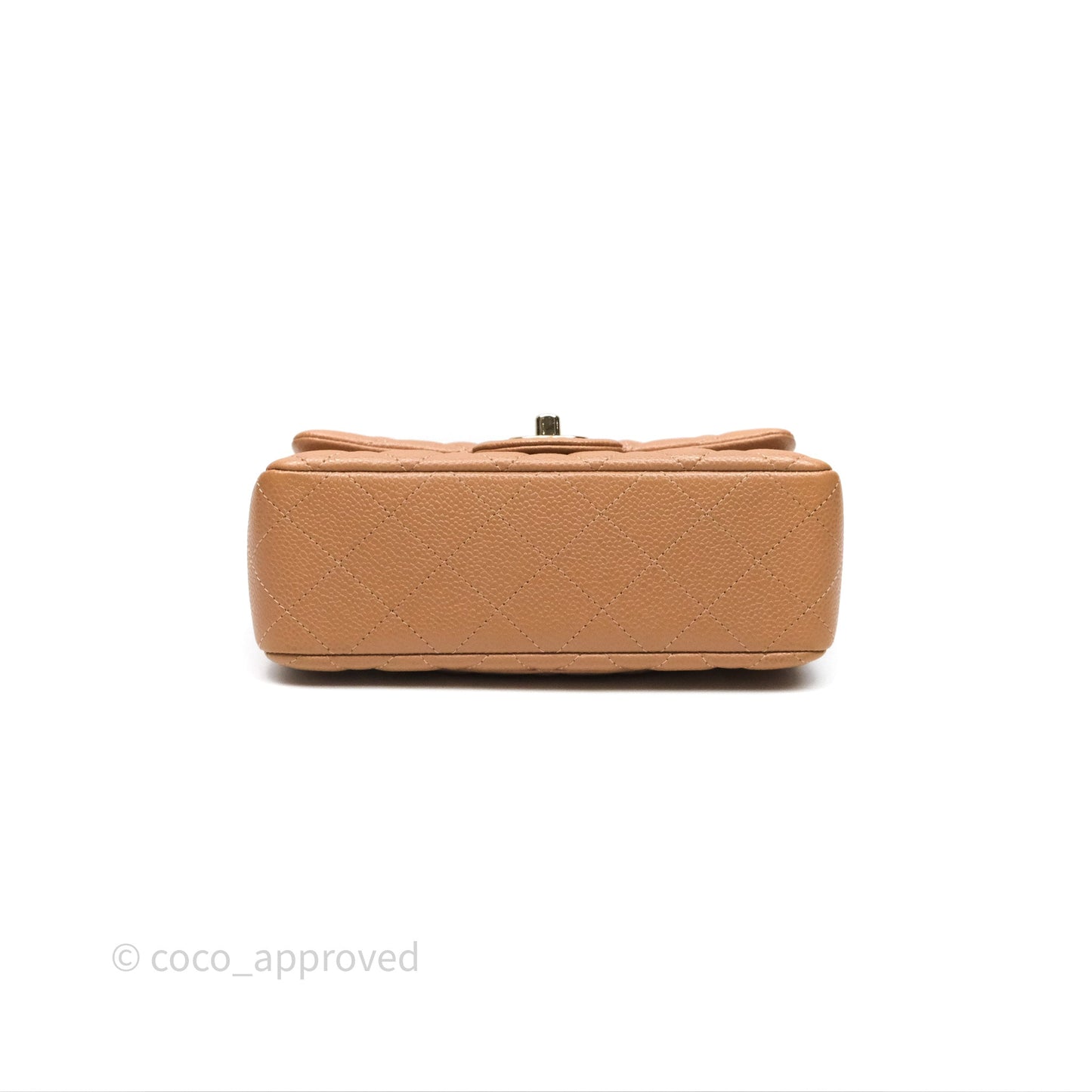 Chanel Mini Rectangular Quilted Dark Beige Caviar Gold Hardware