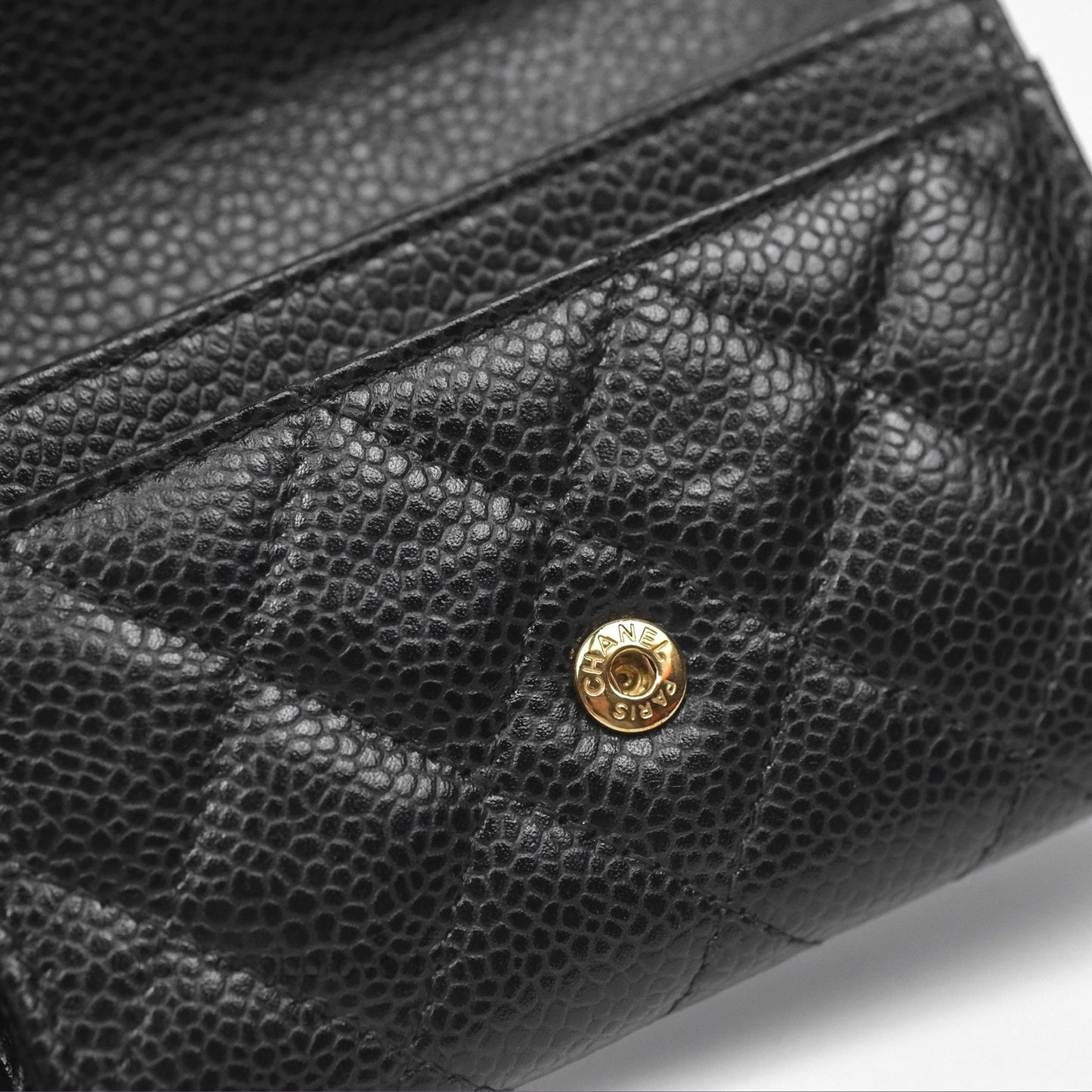 Chanel Quilted Flap Card Holder Caviar Black Gold Hardware