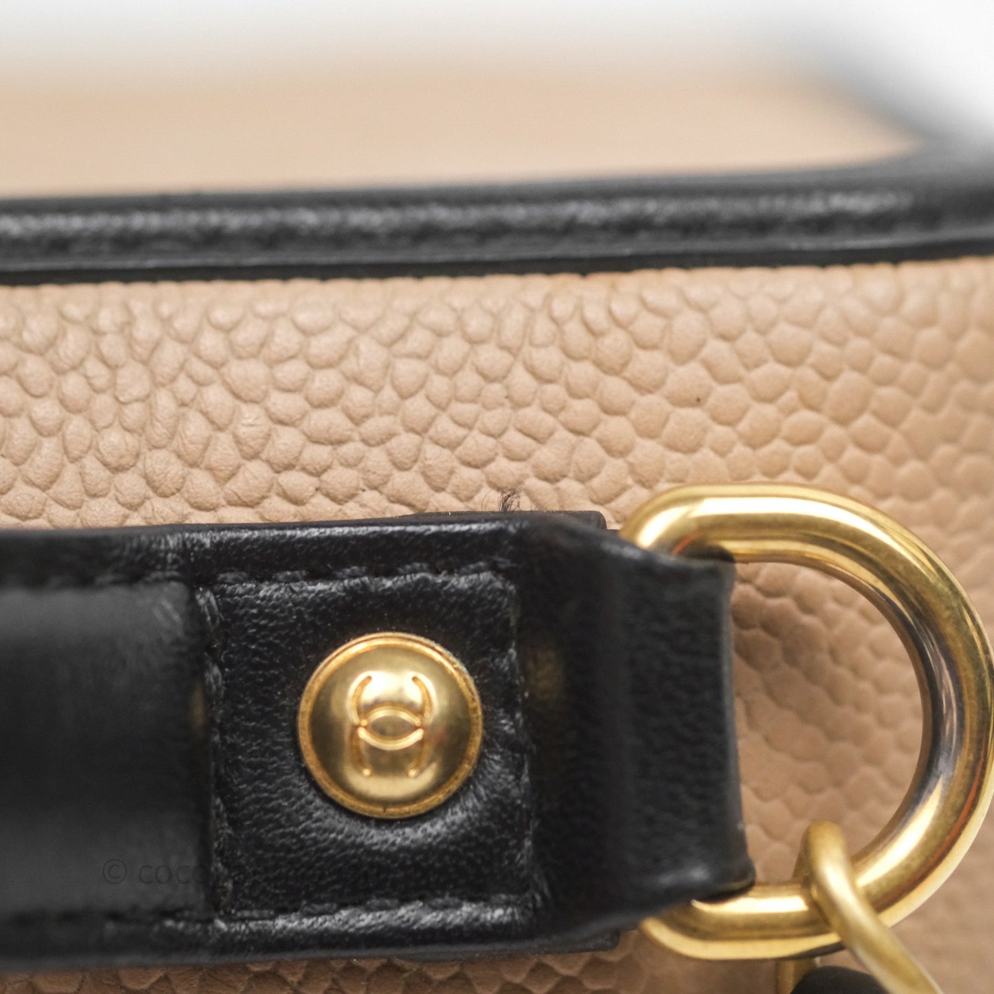 Chanel Medium CC Filigree Vanity Case Quilted Beige Black Caviar