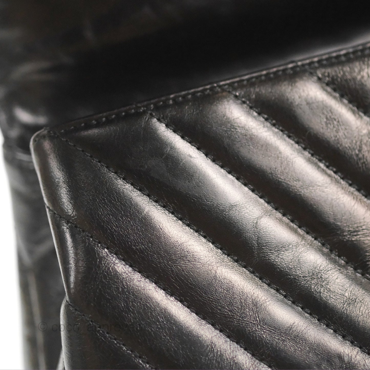 Chanel Chevron Small Coco Handle Black Shiny Aged Calfskin Aged Gold Hardware’s