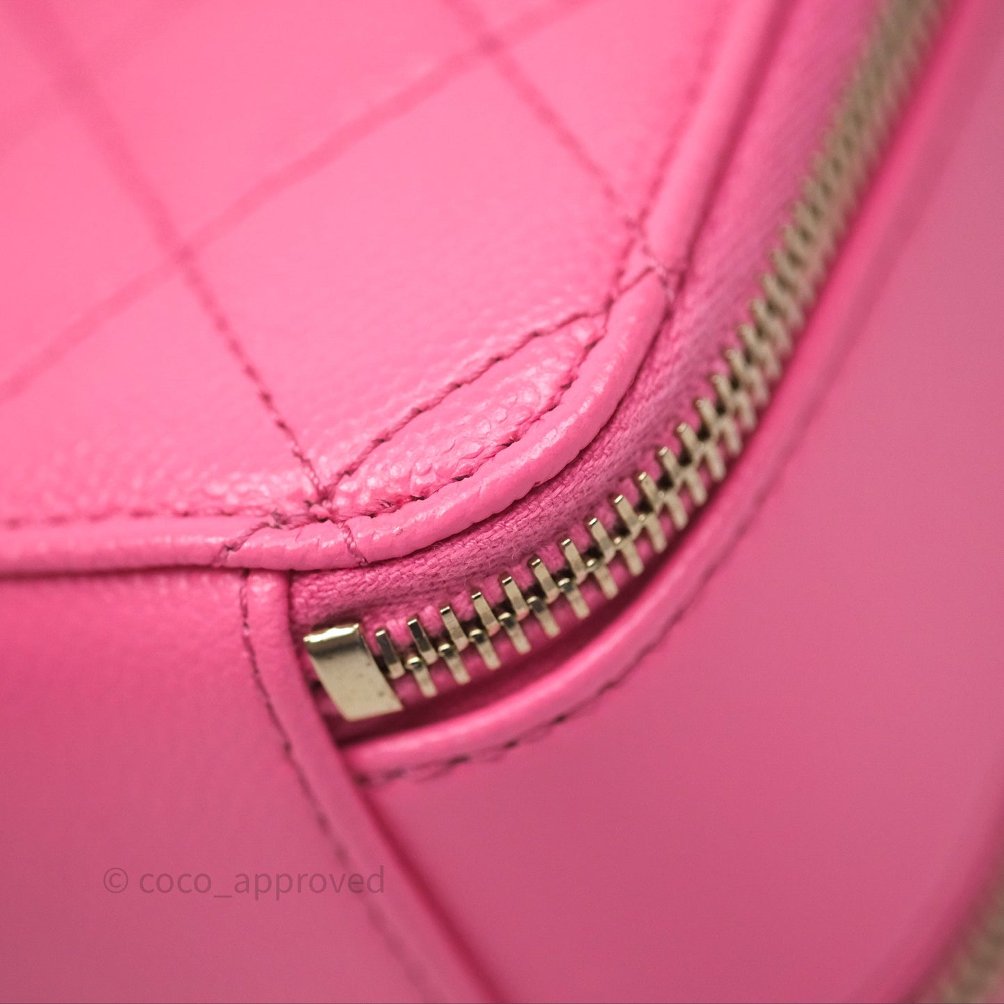 Chanel Quilted Pick Me Up Small Vanity Case Hot Pink Caviar Aged Gold Hardware