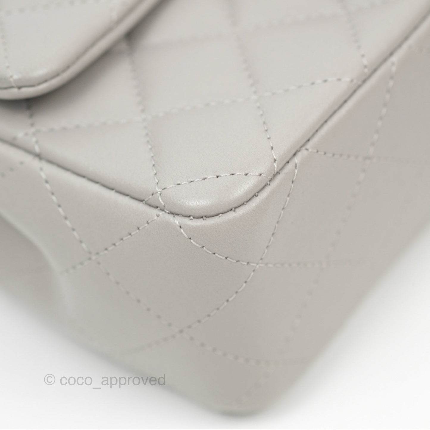 Chanel Quilted Mini Rectangular Grey Lambskin Silver Hardware