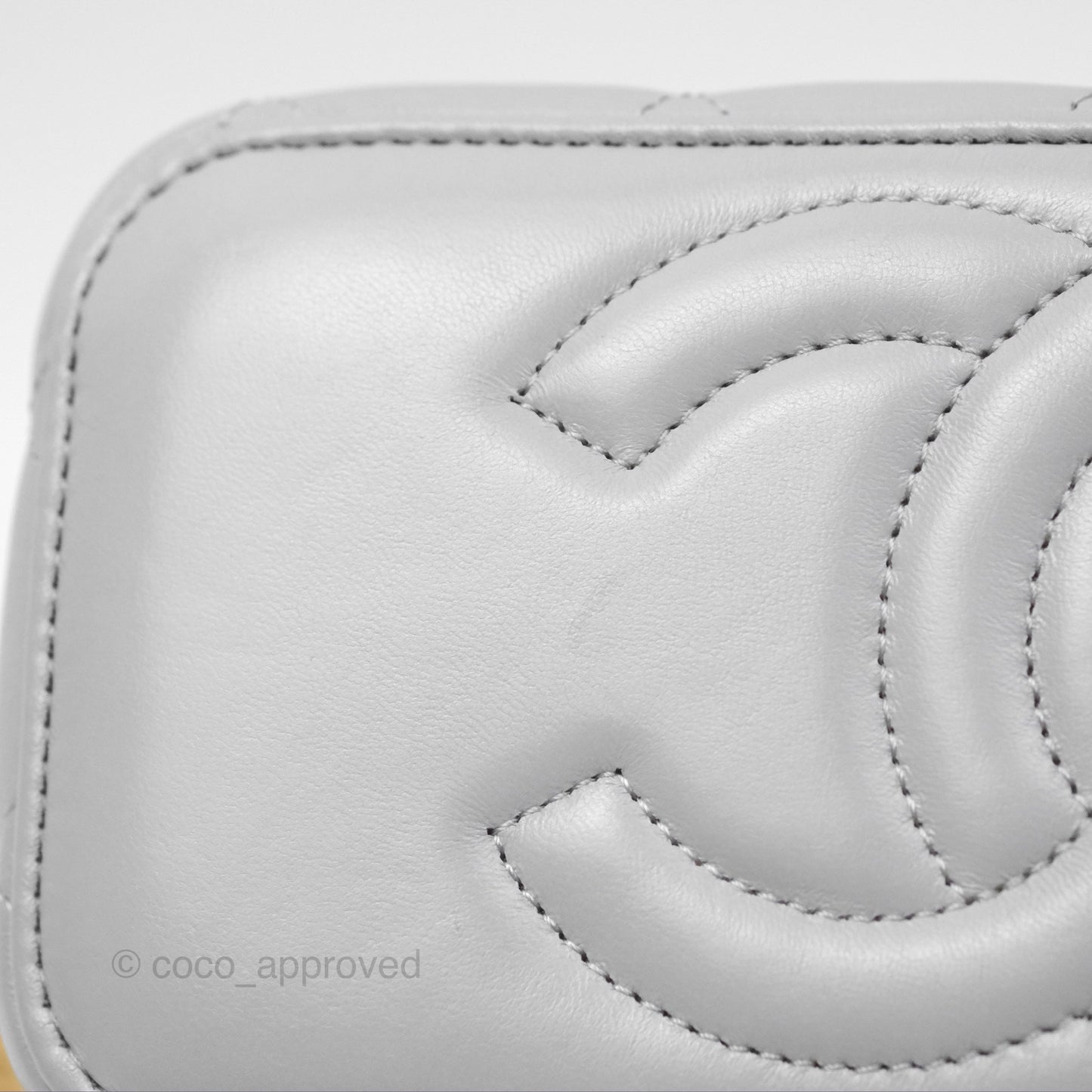 Chanel All Slide Vanity with Adjustable Chain Grey Lambskin Aged Gold Hardware
