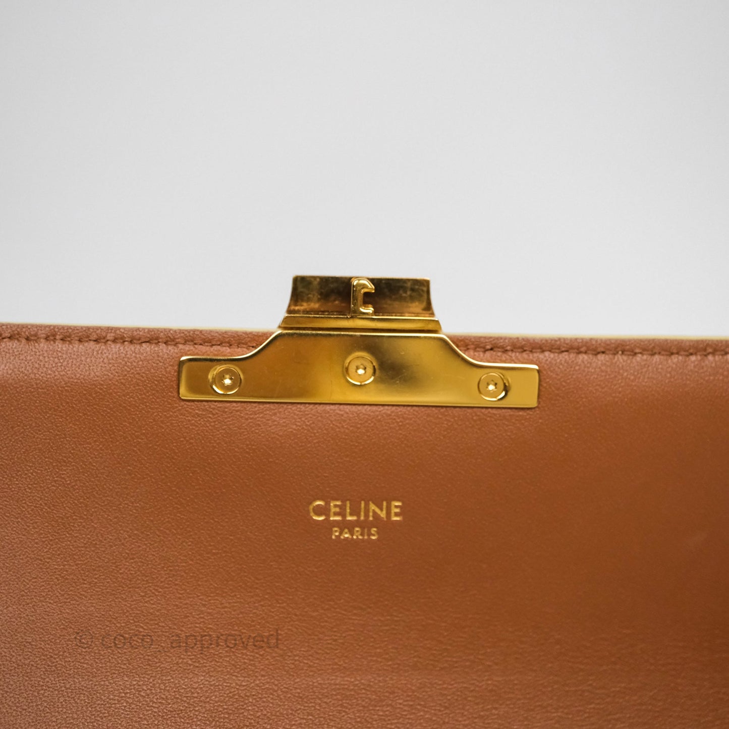 Celine Triomphe Shoulder Bag White Calfskin Triomphe Canvas