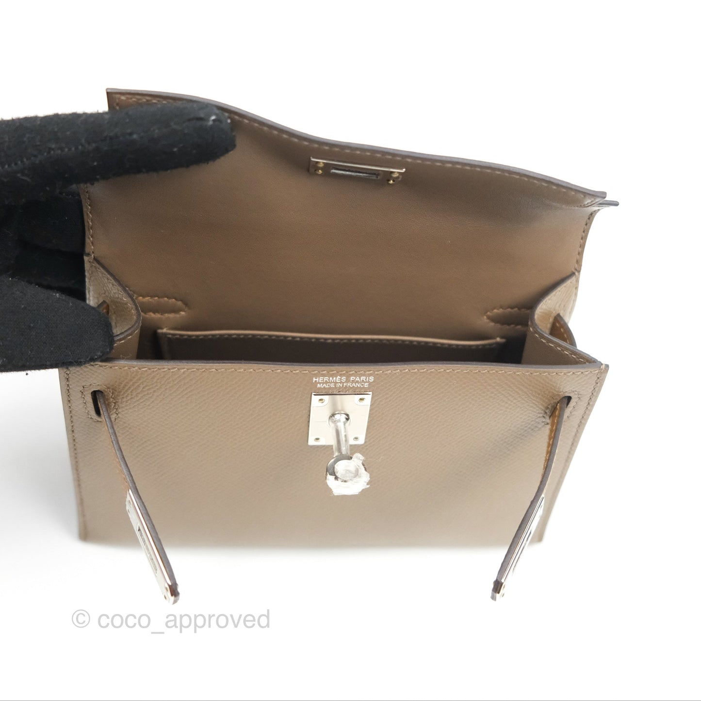 Hermès Mini Kelly II Etoupe 18/Alezan 3G/Biscuit 48 Epsom Palladium Hardware