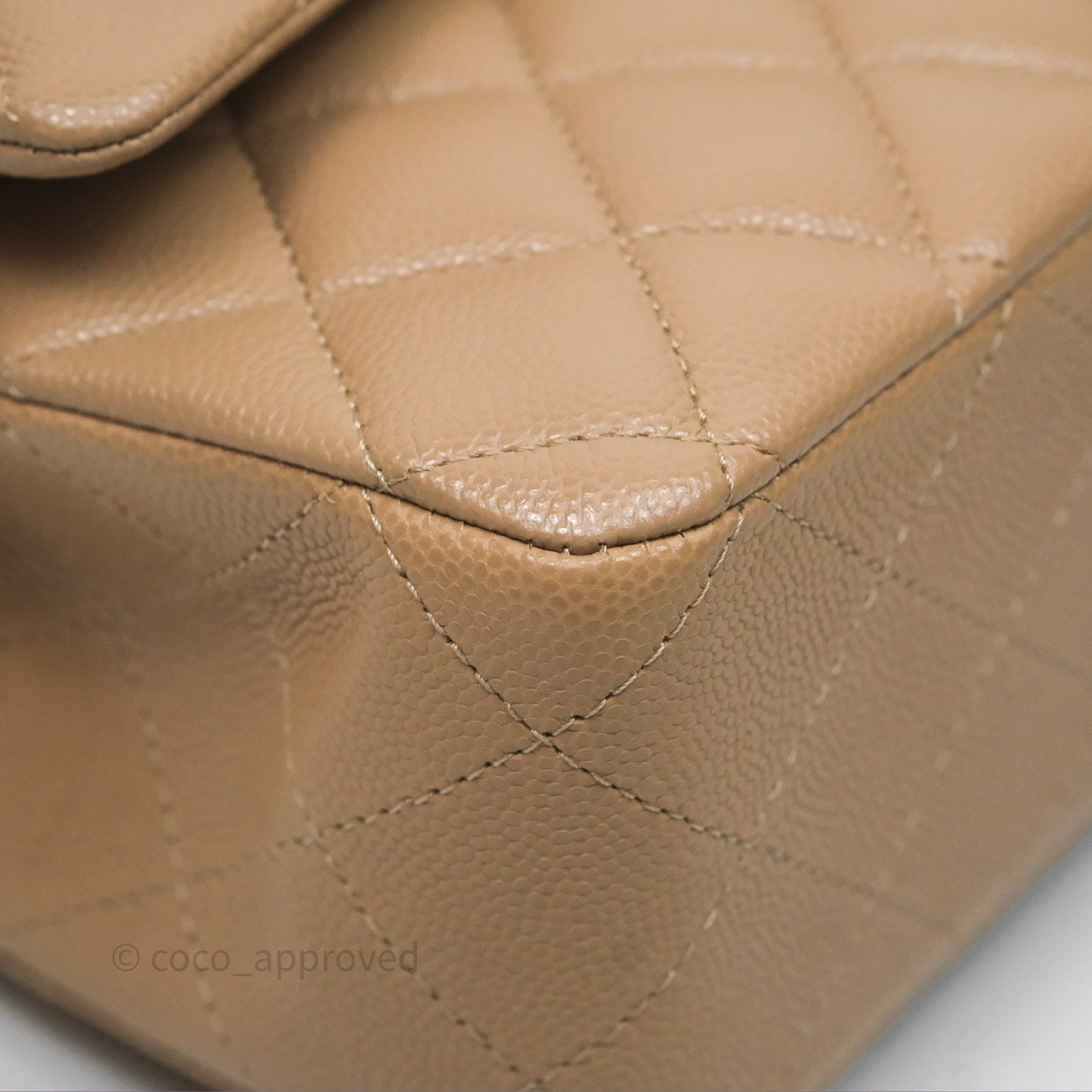 Chanel Classic M/L Medium Double Flap Dark Beige Caviar Gold Hardware 19B
