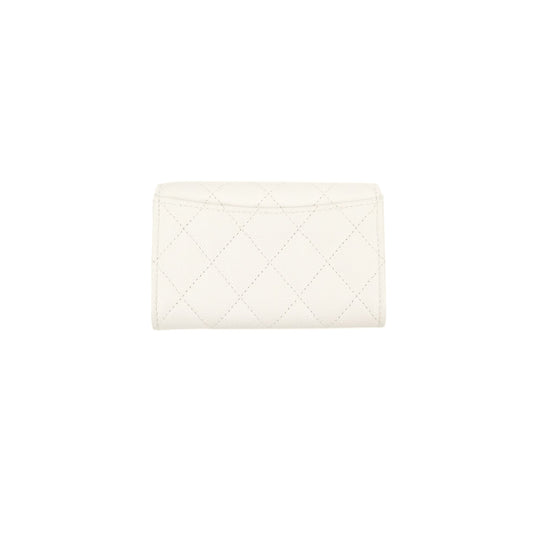 Chanel Quilted Flap Coco Casino Card Holder Caviar White Gold Hardware
