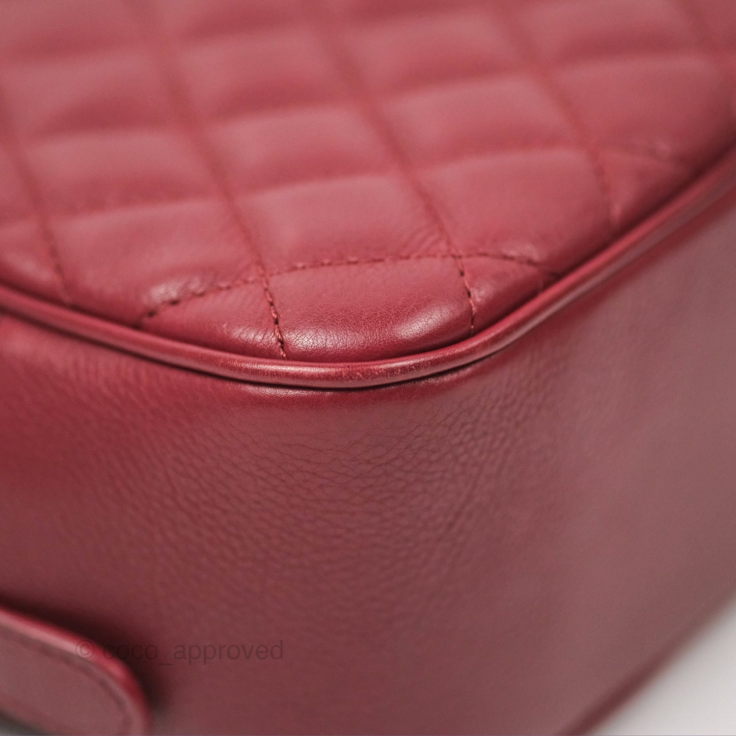 Chanel Quilted CC Small Vanity Case Dark Red Calfskin