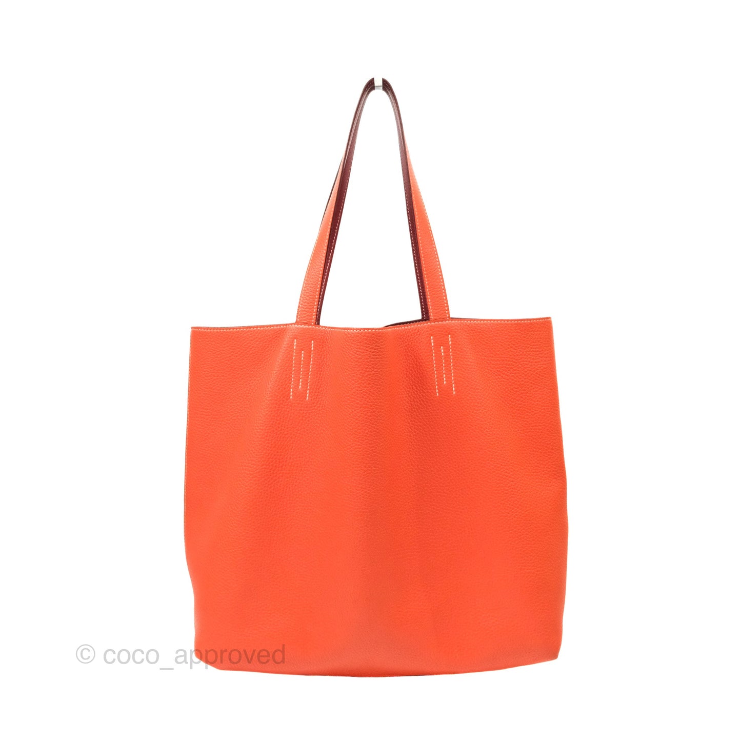 Hermès Double Sens Tote 36 Rouge Casaque Orange Crevette Clemence