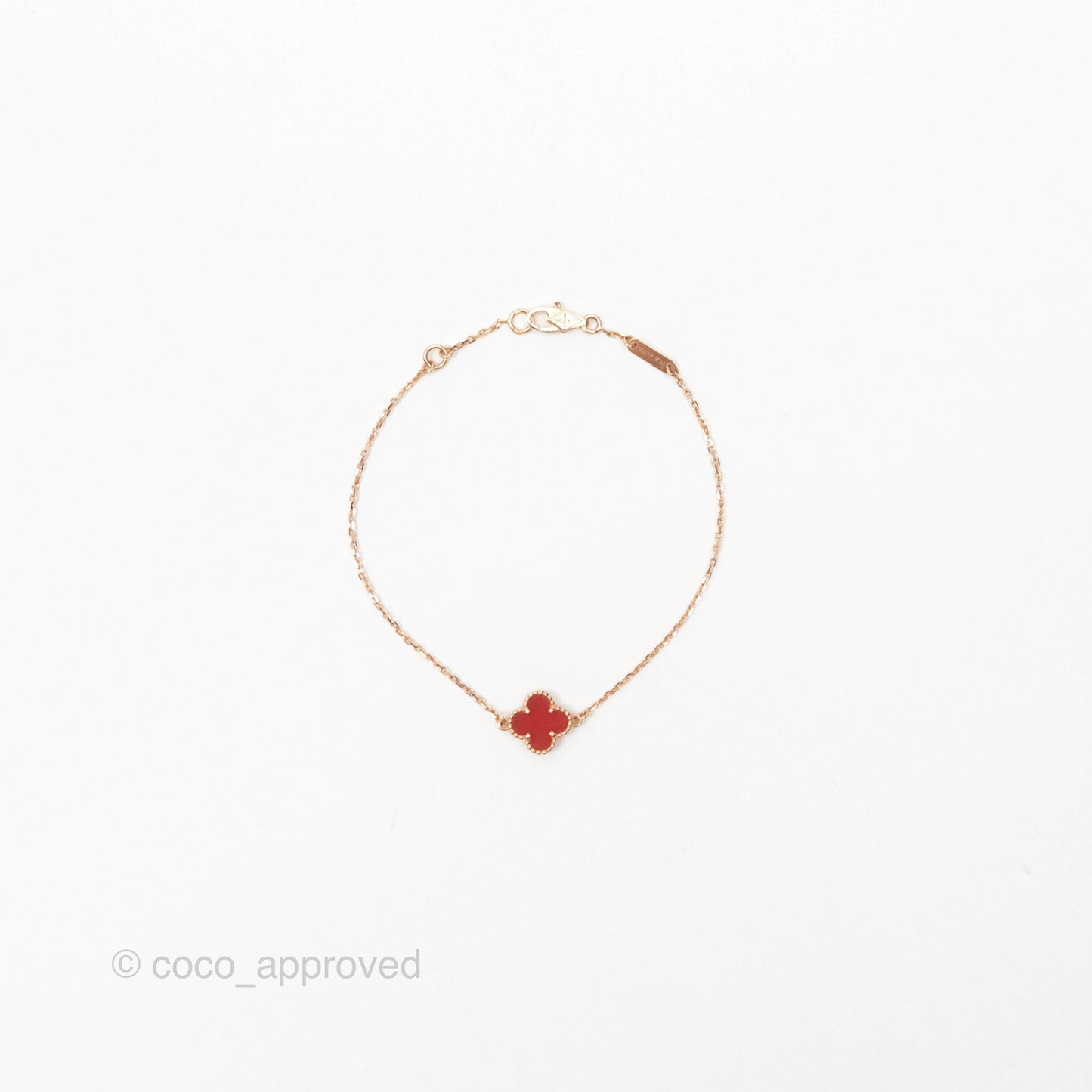 Van Cleef & Arpels Sweet Alhambra Bracelet Rose Gold Red Carnelian